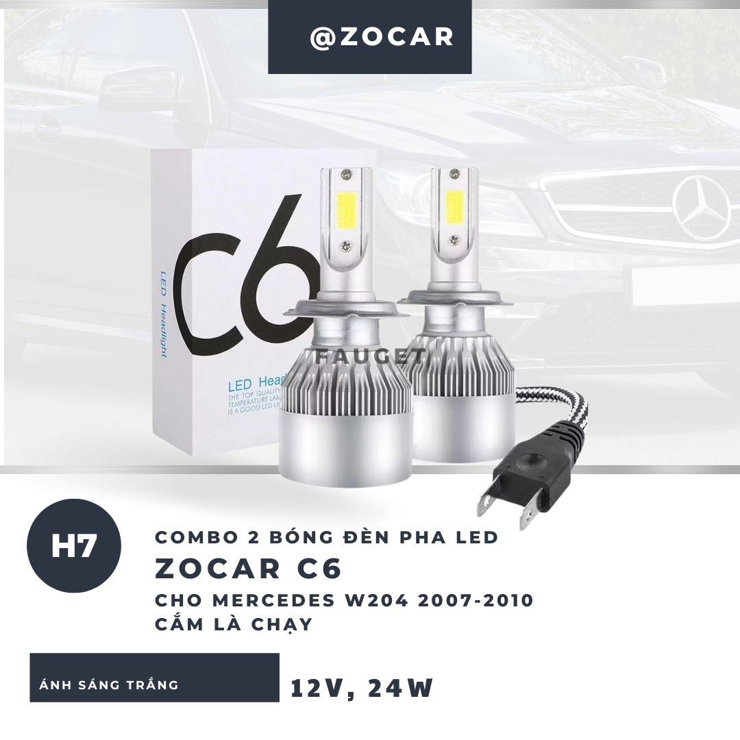 2 Bong Den Pha Led Zocar C6 Cho Mercedes W204